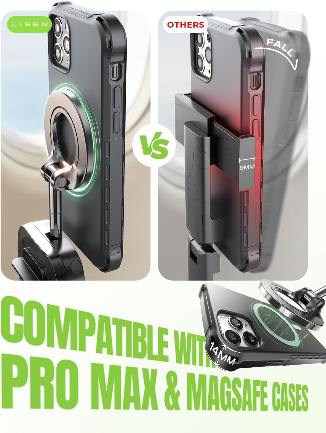 LISEN Airplane Travel Essentials Women Phone Holder Cool Stuff Gadgets for Mens 2026 Travel Valentines Day Gifts Him Cruise Must Haves Tripods Monopods Essentials Best MagSafe Phone Accessories - Image 9