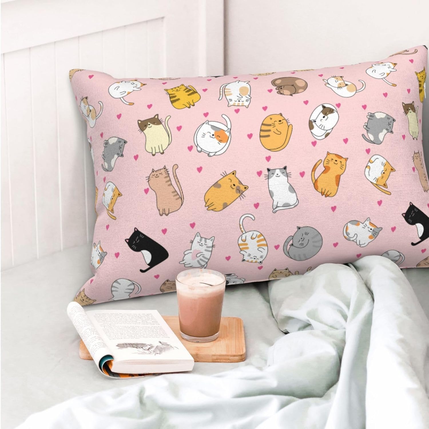 Zminciu Cute Cat Pillow Cover 16"x24" Inch Bed Pillow Pillowcases with Hidden Zipper Lumbar Pillow Case Cushion Queen Size Standard Soft Breathable Rectangular Pillow Covers,for Sofa Couch Bed Decor - Image 2