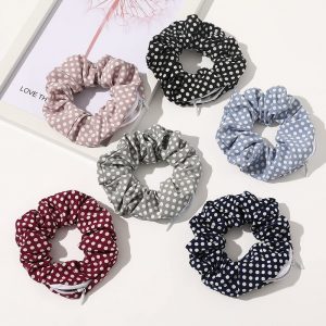 Pocket Scrunchies for women Hair Ties with Hidden Zipper Stash Scrunchy Ponytail Holder (6 PCS Polka)