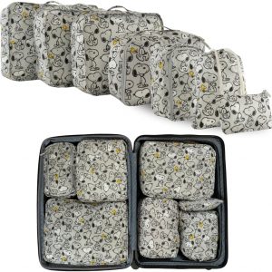 Peanuts Snoopy Beauty 7 Piece Soft Storage Organization Packing Cubes Travel Set (Officially Licensed Product) By Franco Collectibles
