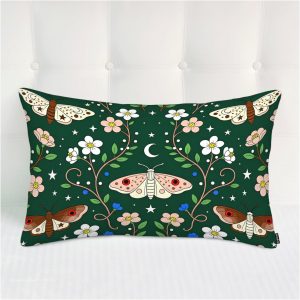 Siwehtu Cushion Covers Pillowcase Floral Moon Moth, Decor Throw Pillow Covers for Living Room Folksy Butterfly Daisy Wreath Moon Phases Pillow Cases for Couch Sofa Bed Office 20×30 Inches