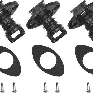 METER STAR 5pcs Universal Drain Plug Kit,Kayak Drain Plug Kit Thread Bung for Kayak Canoe Boat Set of 5 Drain Plug with 5 Rubber Gasket and 10 Screws