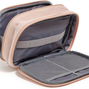 U Brands Dual Zip Corduroy Travel Electronics Organizer, Tech Carry Case, Portable Travel Bag, Cord Storage, 8″ x 5.25″ x 2.5″, Dusty Rose Pink