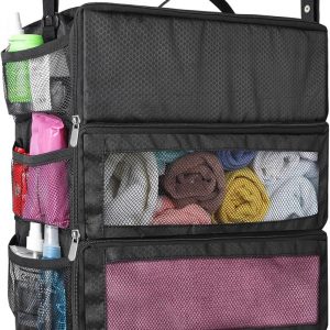 esouler Suitcase Organizer, Travel Luggage Organizer hanging packing cubes for travel，portable hanging travel shelves Collapsible closet organizer for Carry-on (Black, Medium)
