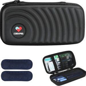Insulin Cooler Travel Case,Diabetic Cold Pack Organizer Bag with 2 Reusable Ice Packs for Insulin Pen and Other Medication Diabetic Supplies Black