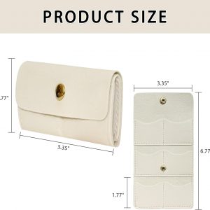 Mini Travel Jewelry Bag, Jewelry Organizer Travel Roll Bags Pouch Case, Multifunctional Portable Foldable Mini Jewelry Travel Pouch With Buckle For Rings Necklaces Earrings (White)