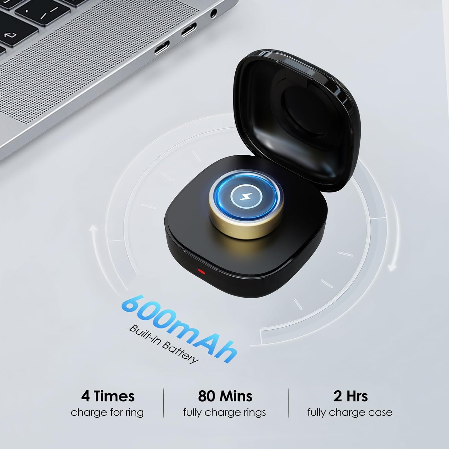 Compatible with Oura Ring Gen 4 Charger,Not for Oura Ring Gen 3, Portable Travel Charging Box for Smart Accessories (Black, Size 9) - Image 2