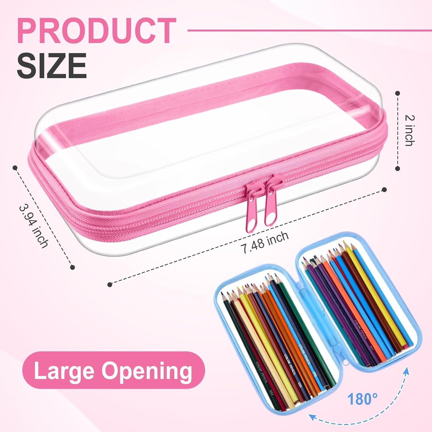 Hoolerry 3 Pcs Clear Hard Zipper Case Makeup Bag Plastic Zipper Pouch Christmas Storage Case Portable Travel Organizer Bin for Cosmetics, Building Blocks, Puzzles(Multicolor,S) - Image 2