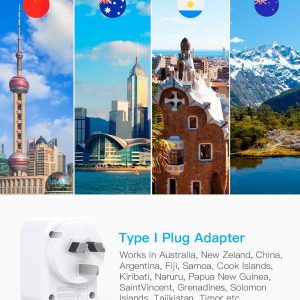 US to Australia New Zealand Power Plug Adapter, HANYCONY Australia Travel Adapter with 2 Outlets 3 USB Ports(2 USB C), Type I Plug Adapter for USA to Australian AU China Argentina Fiji, 2 Pack