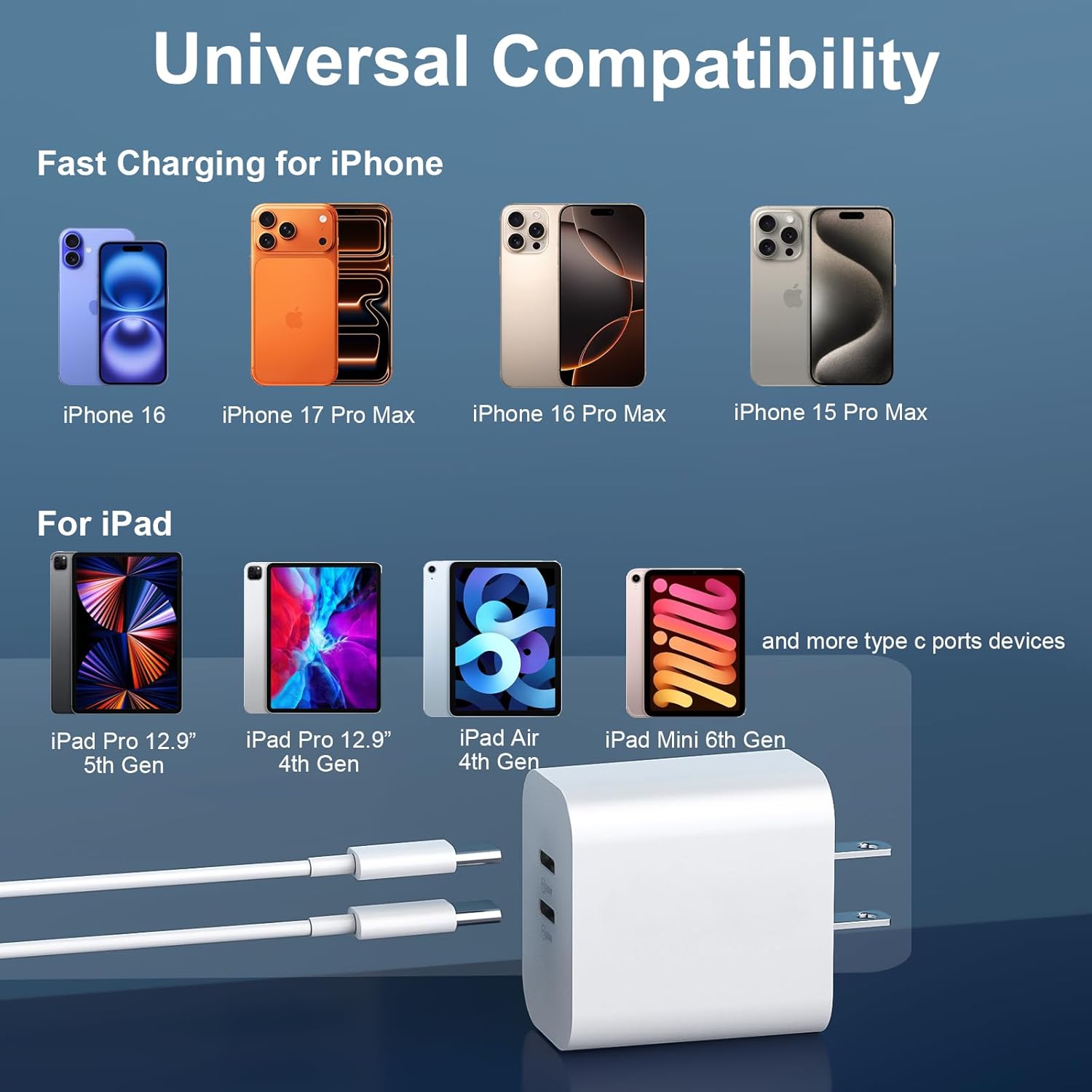 iPhone Charger Fast Charging Cord 10FT iPhones 17 16 15 Charger 20W USB C Fast Charging Block Cable for iPhone 17/17 Pro/17 Pro Max/Air/16/16 Plus/16 Pro/16 Pro Max/15/15 Pro/15 Pro Max, iPad Pro/Air - Image 4