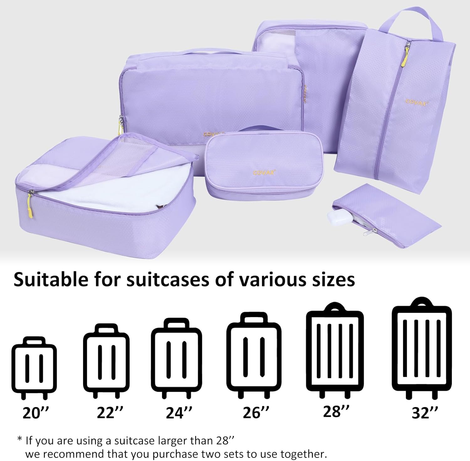 COVAX Packing Cubes for Suitcases, 5 Set Travel Luggage Organizer Bags and Storage Packing Cubes for Women Men, Purple - Image 4