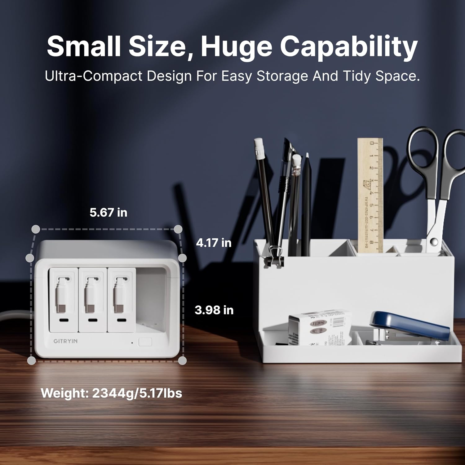 Gitryin 11-in-1 Desktop Charging Station with 3 Retractable Wall Chargers, 40W USB-C Power Strip with 5 AC, 3 USB C, 3 Type-C 33.5in Cables, Extension Cord with 1020J Surge Protection for Home Office - Image 6