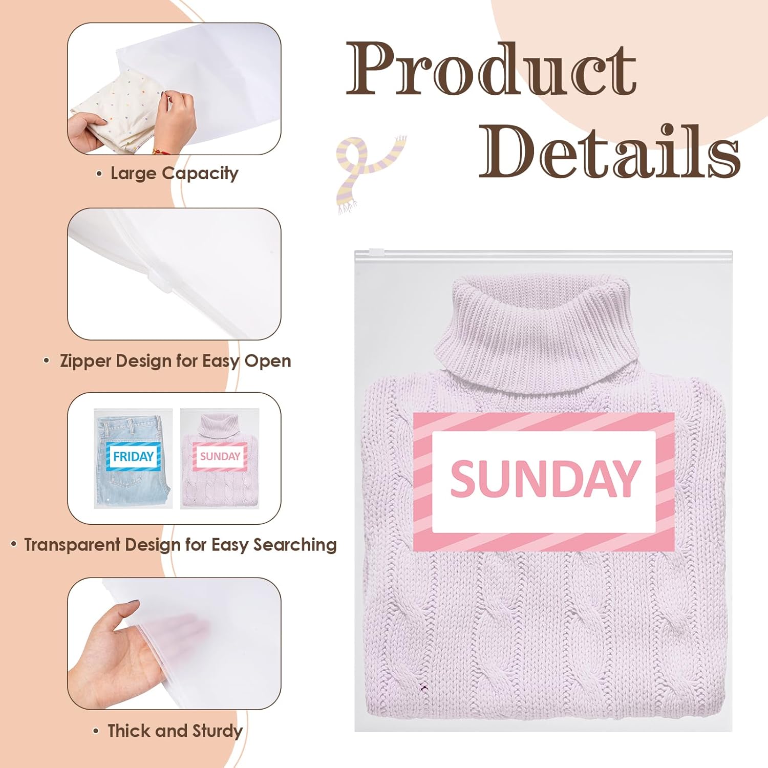 Packing Cubes Kids and Baby Travel Organizer Pouches, Suitcases and Luggage Travel Bags for Boys and Girls Summer Camp, Cruise, and Family Vacations, Days of Week - Image 3