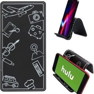 Airplane Phone Holder, Travel Essentials Flexible Phone Holder, Folding Cellphone Stand for Desk, Bed, Office, Treadmill – Airplane Gadgets for Long Travel Accessories(Black)