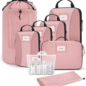 BAGSMART Compression Packing Cubes, 6 PCS Packing Cubes for Suitcases, Travel Bags Organizer for Luggage, Lightweight Packing Cube for Travel Essentials