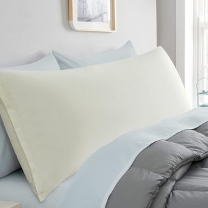 Entisn 2Pcs Body Pillowcases Cover, 1800 Thread Count Brushed Microfiber Body Pillow Case Set Soft and Cozy with Hidden Zipper – 20″ x 60″, Cream