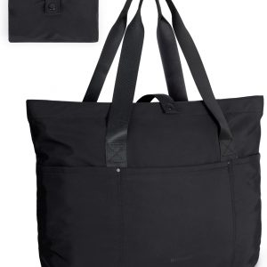 BAGSMART Tote Bag for Women, Foldable Tote Bag With Zipper Travel Large Shoulder Bag Handbag for Work-16.5”l X 6”wx 14”h