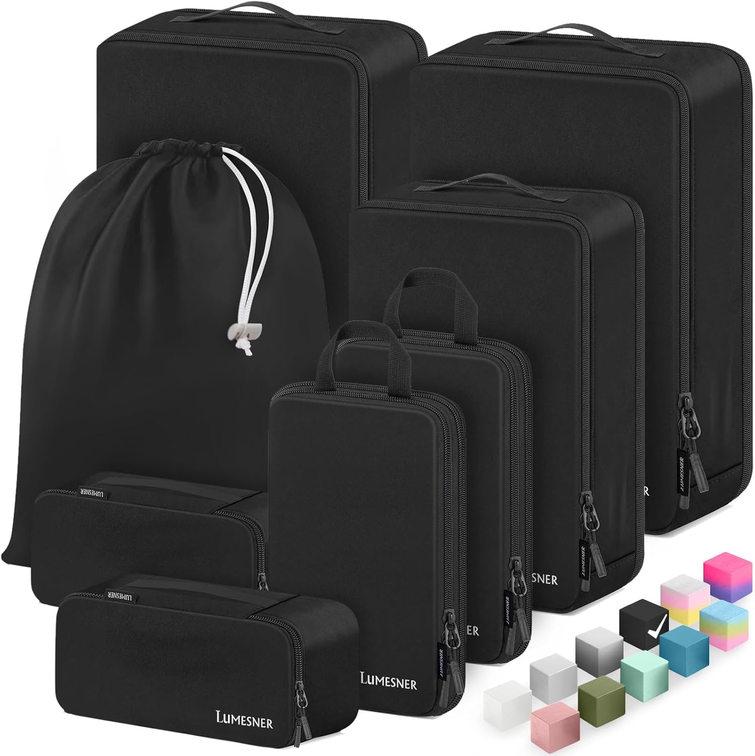 Velaybor 8 Set Compression Packing Cubes for Travel, Waterproof Luggage Organizers, Suitcase Organizer Set for Carry-On & Checked Baggage, Travel Accessories for Men & Women