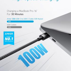 Anker USB C to USB C Cable, 2-Pack 3.3 FT (1 m) Type C 100W Fast Charging Cable for iPhone 17 Series, MacBook Pro 2020, Pixel, and More (Black, Not for Video Output)