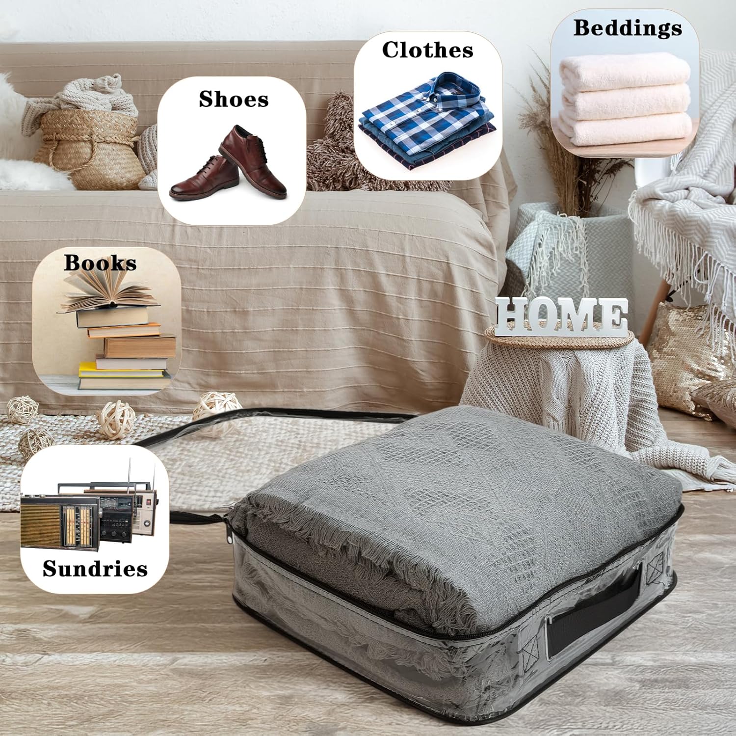 6 Pack Large Clear Travel Packing Cube, See-Through PVC Organizer, Vinyl Zippered Storage Bags Multipurpose Pouch with Handle for Suitcase Pants, Cashmere, Sweaters Shirts Dress Storage - Image 7