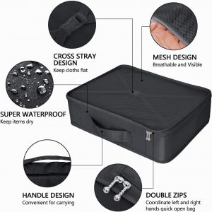 Packing Cubes 8 Sets/7 Colors Travel Luggage Organizers Include Waterproof Shoe Storage Bag Convenient Packing Pouches for Traveller (Black)