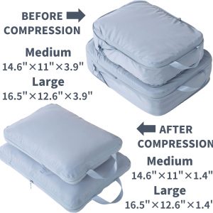 tianzong Compression Packing Cubes for Suitcases, Luggage Organizer Bags Set for Travel (Beige, 2 Pack Large)