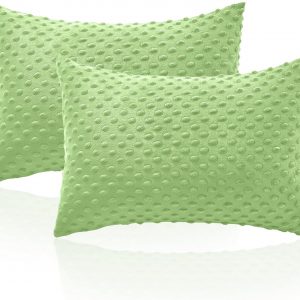 Entisn Toddler Pillowcase 13 x 18 Inch, 2 Pack Minky Dot Toddler Pillow Covers with Zipper Closure, Soft Fleece Pillow Shams for Nursery, Girls, Boys (Sage Green)