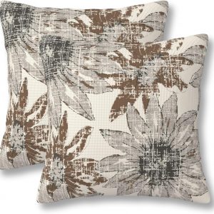 ZYNTIRAX Brown Grey Floral Throw Pillow Covers Retro Sunflower Flowers Pillow Cover 20×20 Inch Set of 2 Modern Art Floral Pattern Pillowcase Square Cushion Cases for Home Couch Sofa Bed