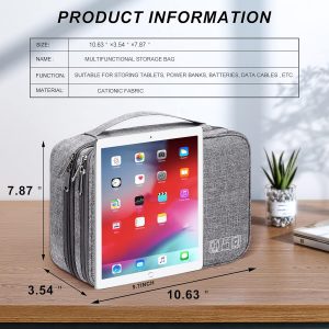 SELLYFELLY Electronic Bag Travel Cable Accessories Bag Waterproof Double Layer Electronics Organizer Portable Storage Case for Cable, Cord, Charger, Phone, Adapter, Power Bank, Kindle, Hard Drives