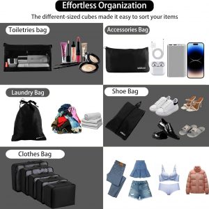 9 set Packing Cubes for Travel,Effortless Organization Cube for Quick Packing& Unpacking, Travel Must Have Suitcase Organizer Essentials for any Journey,Business trip,Cruise,Camping,hiking,Vacation.