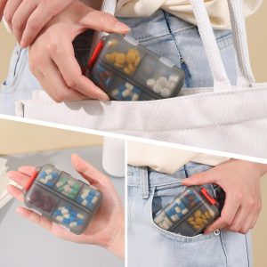1Pack Travel Pill Organizer – 10 Compartments Pill Case, Compact and Portable Pill Box, Perfect for On-The-Go Storage, Pill Holder for Purse Gray