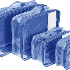 Clear Packing Cubes set of 4 / Packs 7-10 Days of Clothes/Premium PVC Plastic Storage Bags