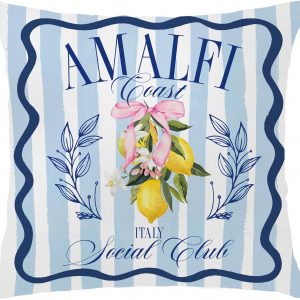Nipil Summer Lemon Coastal Pillow Covers 18×18, Coastal Room Decor, Amalfi Coast Party Decorations, Mediterranean Coastal Decorative Throw Pillow Covers Pillowcases for Home Living Room Bedroom