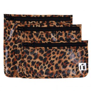 Roamio Travel Bag, Toiletry, TSA Approved Pouch, Zip Quart Size Airline Compliant, Clear-Sided, Baby, Diaper Bag Organization, Makeup, Accessories, Carry On Packing, Set of 3 Sizes, Leopard Print