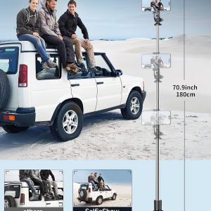 71″ Phone Tripod & Selfie Stick, All in One Extendable Cell Phone Tripod with Wireless Remote, Tripods Stand for iPhone & Travel Selfie Stick 360° Rotation Compatible with iPhone Android, Camera