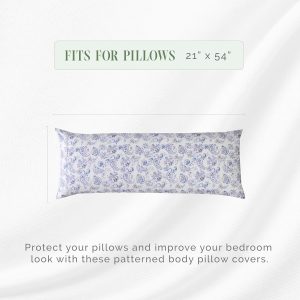 Elegant Comfort Ultra Soft 1-Piece Set Floral Print Pillowcases – 1500 Premium Hotel Quality Microfiber, Soft and Smooth Hidden Zipper Closure 1-Piece Pillow Covers – Body Pillowcase, Paisley Indigo