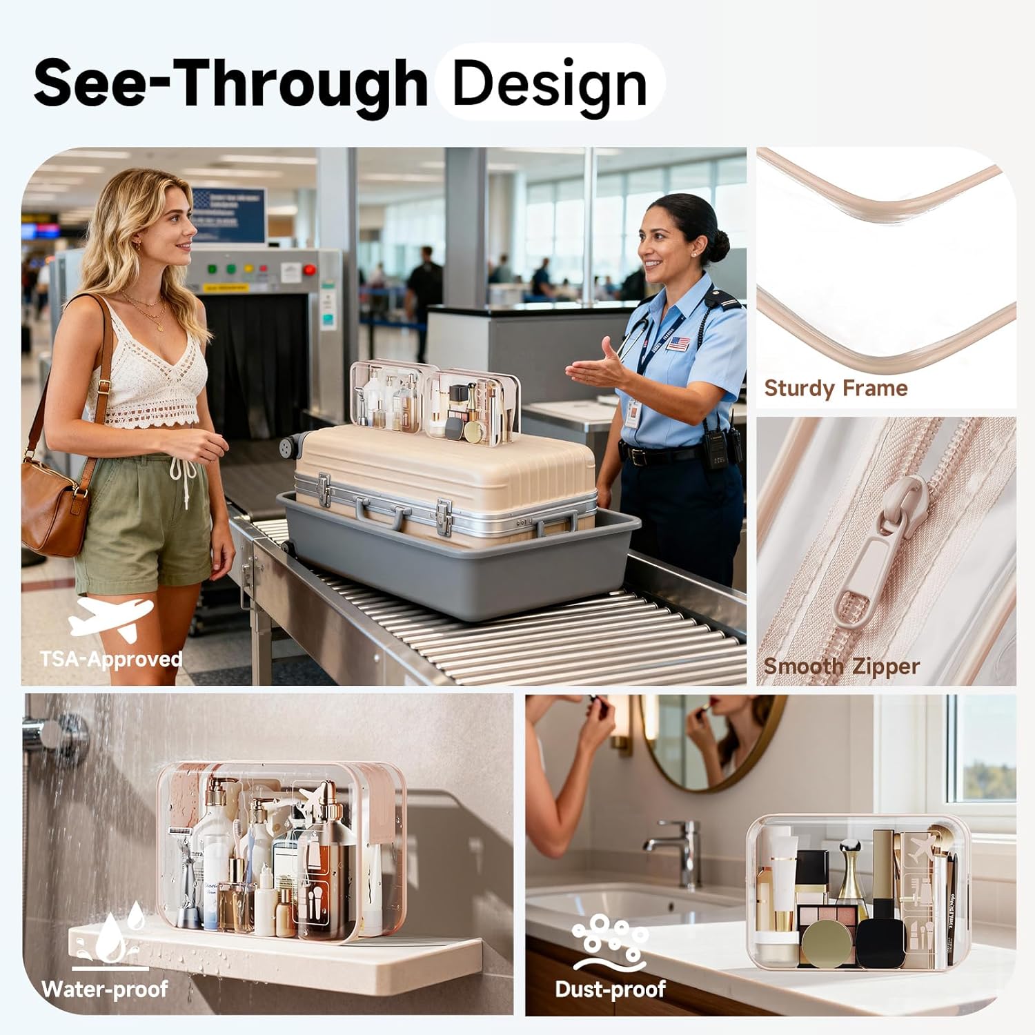 9 Set Packing Cubes for Travel, Gifts for Women Mom Kids, TSA Approved Bags for Makeup, Cosmetic, Toiletry, Organizer for Suitcase Carry On, Cruise Essentials Airplane Accessories, Beige - Image 3