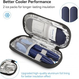 Insulin Pen Cooler Travel Case Diabetic Medication Insulated Cool Organizer with 2 Reusable Ice Packs for Insulin Pen and Other Diabetic Supplies, for the Daily Life and Trip(Black)