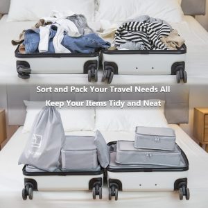 TianZong 7-piece Set Packing Cubes, Travel Bags for Luggage, Packing Organizers with Shoe Bag (Grey)