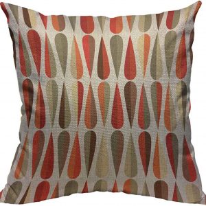Throw Pillow Cover Abstract Colorful Drop Shapes Cotton Linen Square Pillowcases Mid-Century Modern Style Retro Various Tone Repeating Geometric Modern Cushion Cover Home Decor 18 X 18 Inch