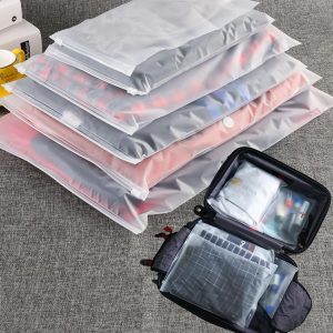 (20 pcs Value Pack) Travel Luggage Organizer Bags, Assorted Sizes, 4Mil Resealable Slider Zip Plastic Clothing Packaging, Frosted Travel/Home Storage and organizing Pouches, Space Saver Bag