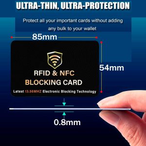 SaiTech IT 5 Pack RFID Blocking Card, One Card Protects Entire Wallet Purse, NFC Contactless Bank Debit Credit Card Protector ID ATM Guard Card Blocker–(Black)
