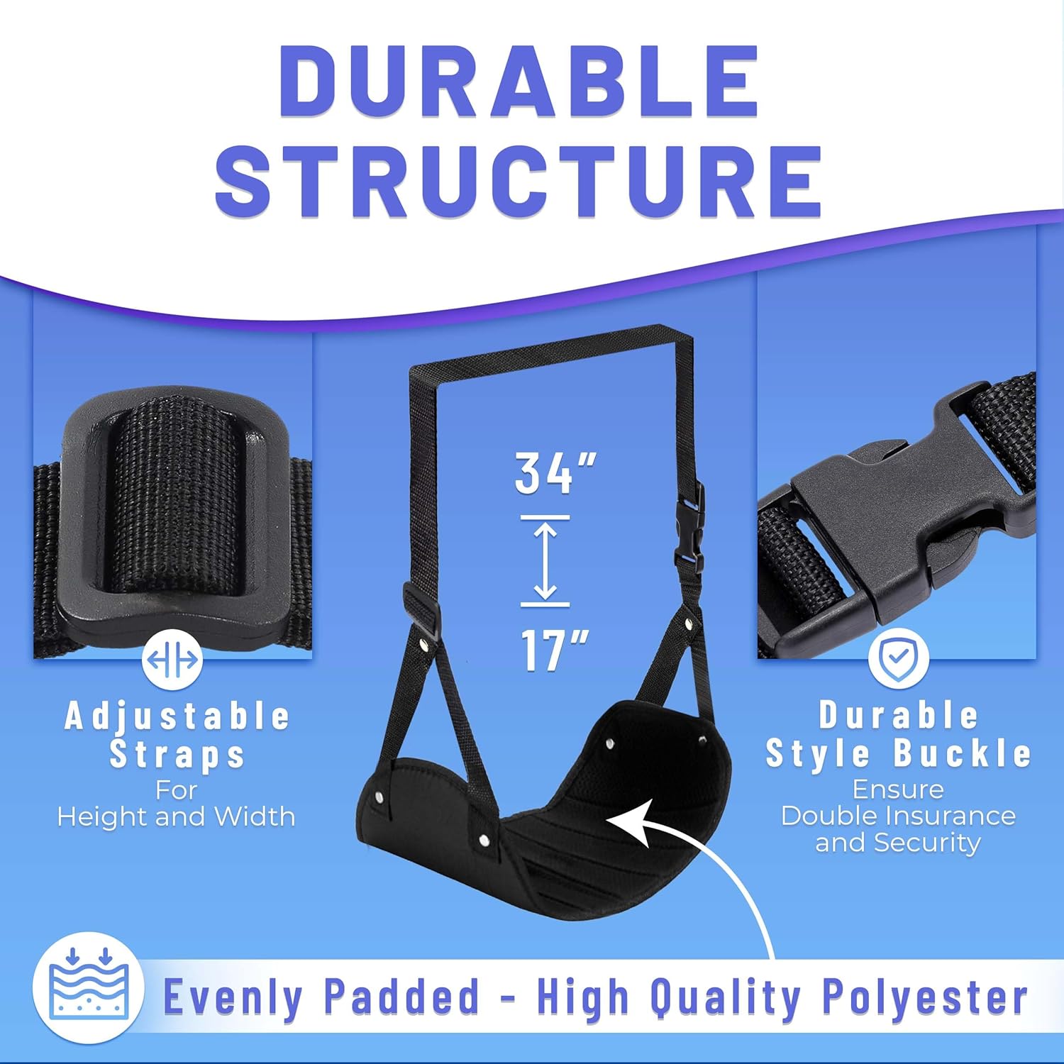 BASIC CONCEPTS Airplane Foot Hammock for Plane Travel Essentials - Airplane Travel Essentials, Long Flight Foot Rest - Plane Gadgets - Image 3