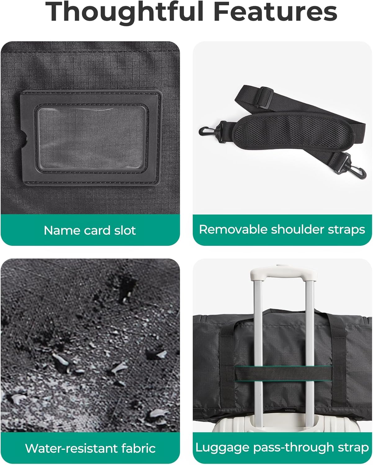 BAGSAMRT 60L Foldable Duffle Bag for Travel, Large Travel Duffel Bag for Men, 4 in 1 Travel Backpack, Carry on Weekender Bag, Black - Image 5