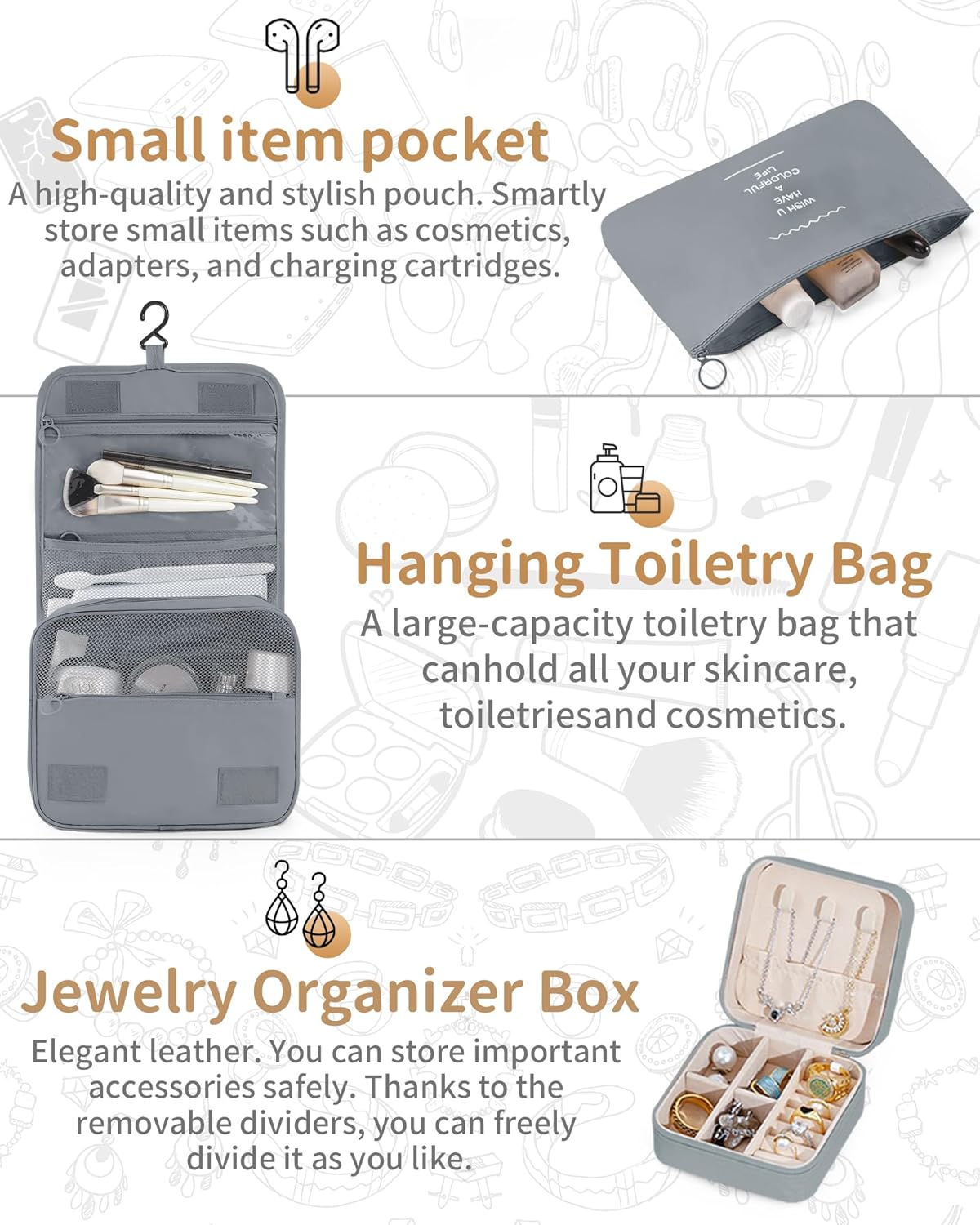 Packing Cubes 11 Set, Suitcase Organizers, Luggage Organizer Bags for Travel, Packing Cubes for Travel, with Toiletry Bag Essentials,Gray - Image 6