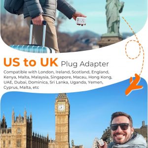 LENCEN 2 Pack Foldable US to UK Plug Adapter, Type G Travel Outlet Adapter with 4 USB Charger(2 USB C), Power Adaptor for USA to Ireland Scotland Dubai Hong Kong England British Kenya London