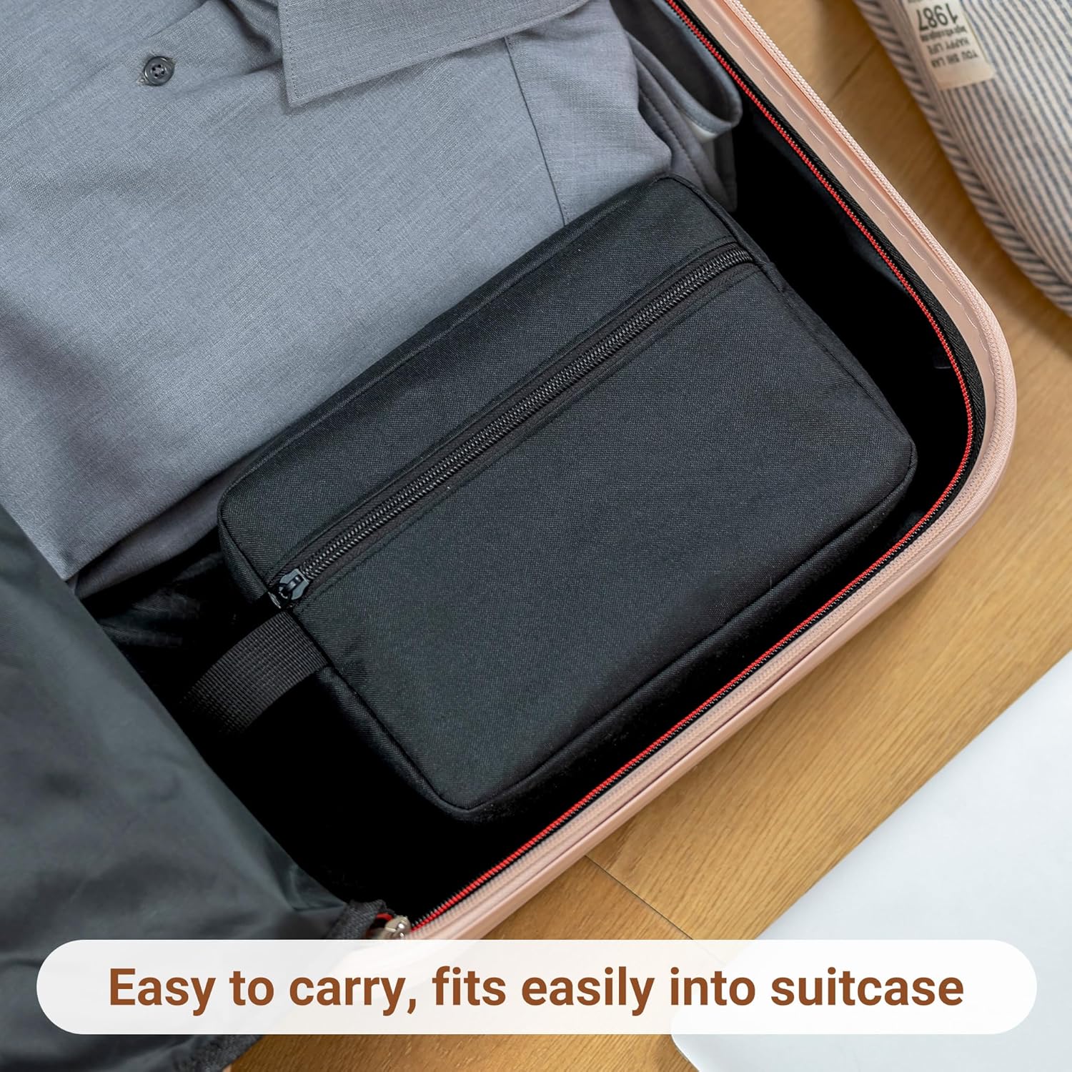 Elviros Travel Toiletry Bag for Women and Men,Lightweight Makeup Bag Hanging Dopp Kit with Shaving Compartment Cosmetic Organizer Small Tool Bag Travel Essentials,Gifts for Men(Black) - Image 7