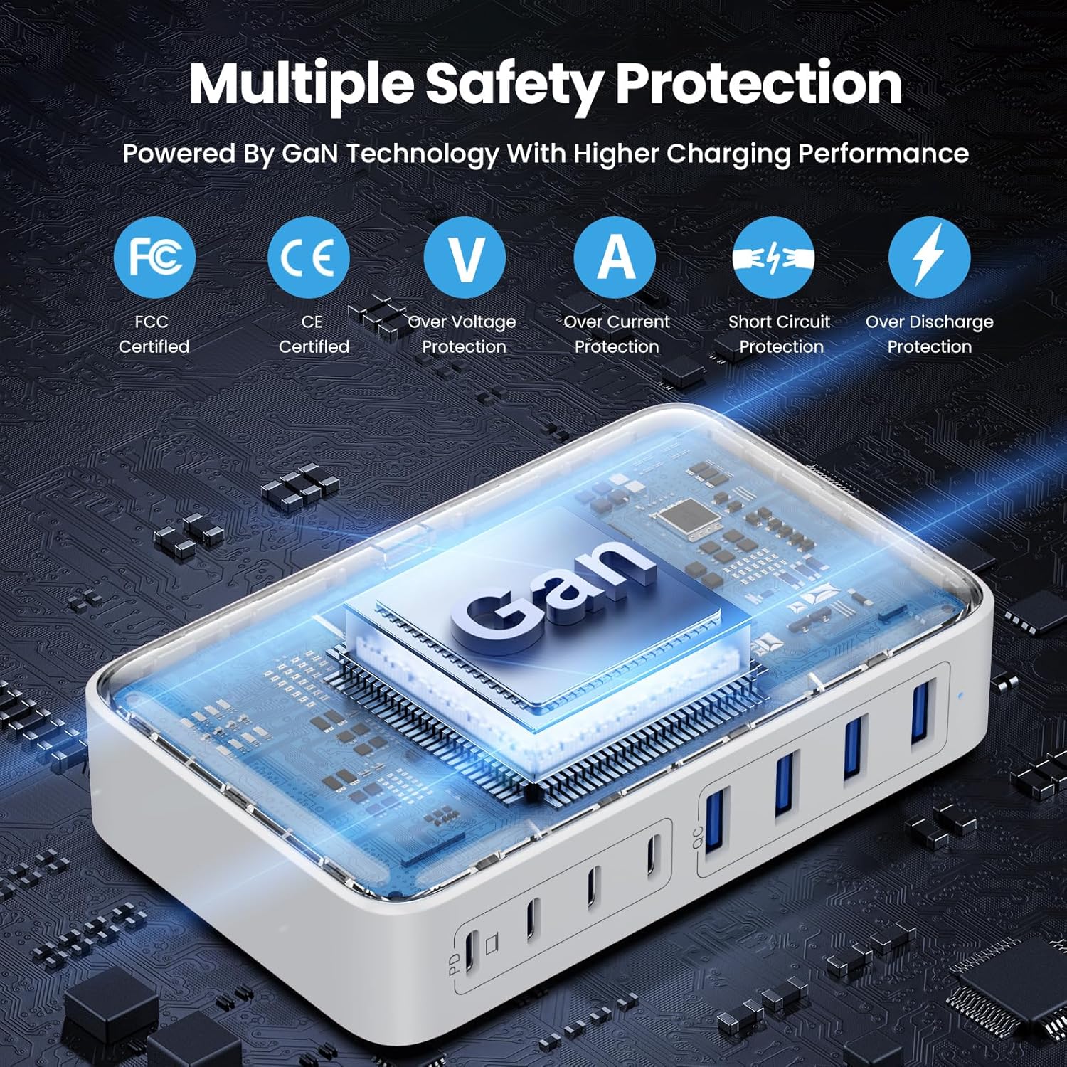 USB C Charger 200W USB C Charger Block,Upgraded GaN III 8-Port Fast Charging Station Hub,PD 65W Laptop Charging Adapter Compatible with MacBook Pro/Air,DELL,Steam Deck,iPhone 16/15/14,Galaxy S23/22 - Image 4