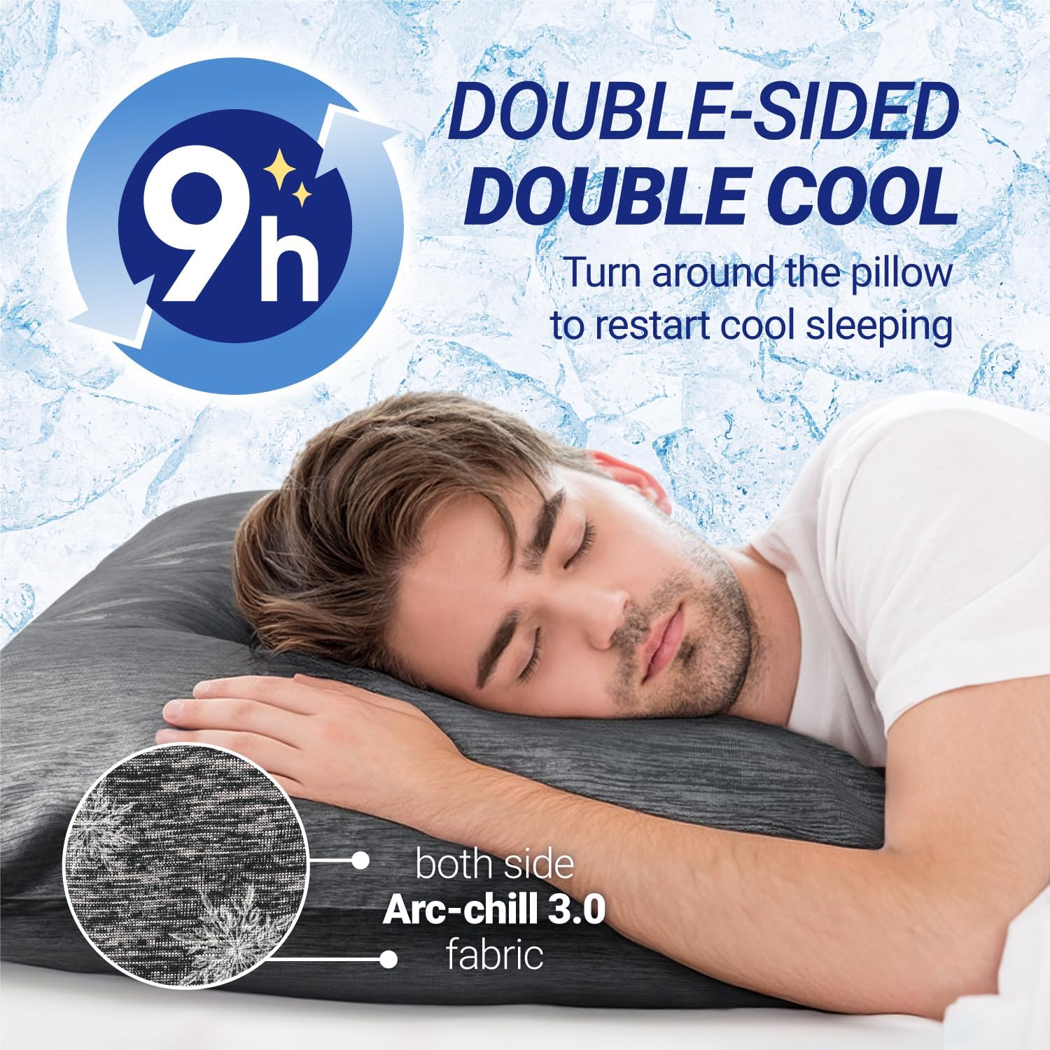 Fittia Cooling Pillow Cases for Hot Sleepers, 2 Pack Standard Size, Breathable Cooling Pillow Covers with Hidden Zipper, Both Sides Q-Max>0.45, Ideal for Night Sweats, Black - Image 3