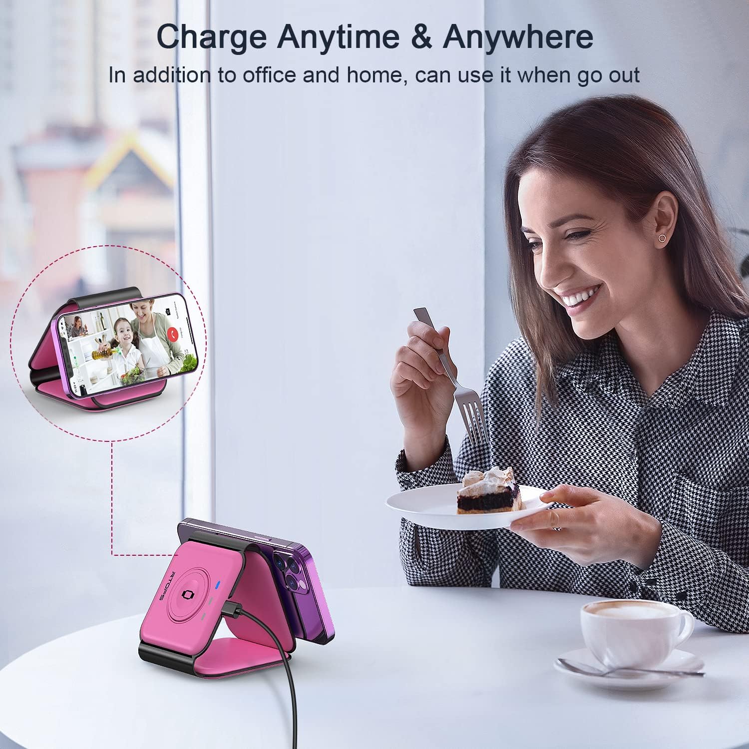 Wireless Charger 3 in 1,RTOPS Magnetic Travel Wireless Charging Station Multple Devices,GaN 3 in 1 Charging Station,Compatible for iPhone16/15/14/13/Pro/Max,iWatch,AirPods4/3/2/Pro(Adapter Includes) - Image 6